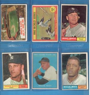   Baseball Lot of 800 Cards 3 Mickey Mantles, Aaron, Banks, Musial, May