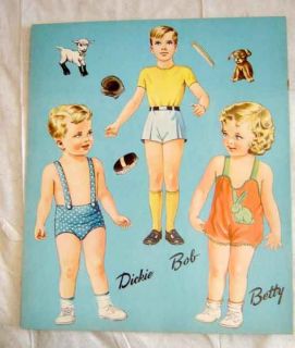 Vintage 1940s PLAYTIME PALS Paper Dolls MINT UNCUT ABBOT #1352