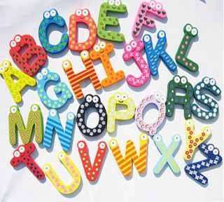 26 Alphabet A Z Letters Wood Fridge Magnets Baby Educational Toy Set A 
