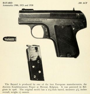 1948 Print .380 ACP Baynard Automatic Pistol Anciens Establissements 