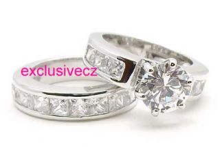 75 Carats Wedding Engagement Ring Band Set 18K GP CZ Size 5 6 7 8 9 