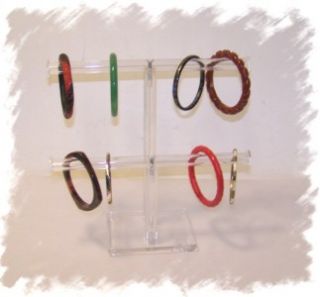 Acrylic Round Clear Double Bangle, Bracelet Display T Bar Jewelry 