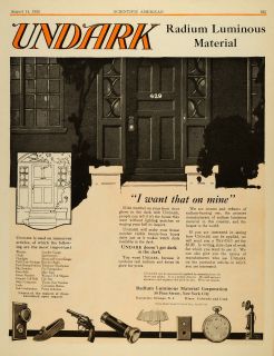 1920 Ad Undark Material Radium Luminous Material Corp Crank Phone Door 