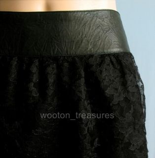 Robert Rodriguez Tiered Lace Lamb Leather Skirt 10