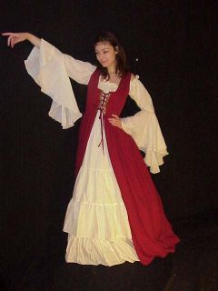 Renaissance Costume Bodice Irish Over Dress Burgundy XL