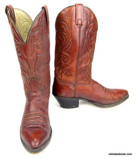 Fierce Vintage USA Made Acme Red Brown Rockabilly Cowboy Western Boots 