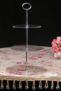 Tier Acrylic Cupcake Cake Stand Silver Oval Handle for Wedding Party 