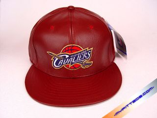   Cavaliers Leather Burgundy Authentic NBA Adidas Fitted Cap
