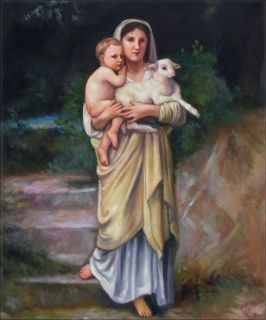 Hand Painted Oil Painting Repro William Bouguereau Lambs, 1897