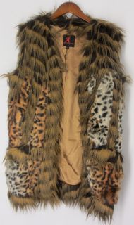 Adrienne Landau Faux Fur Vest w/ Pockets Leopard Sz M HH31 2 