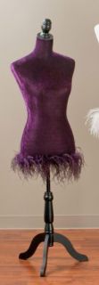 Purple Velvet Adjustable Dress Form with Feather Trim