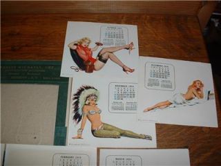   ESQUIRE Pin up girls desk calendar w/leatherette ad. frame COMPLETE