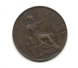 UK / Great Britain / 1903 / Penny / Very Fine / Lot # 176