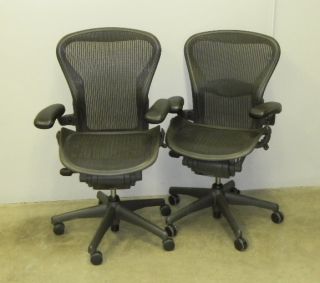 Herman Miller Refurbished Aeron Chairs Fully Loaded B Graphite Mesh 