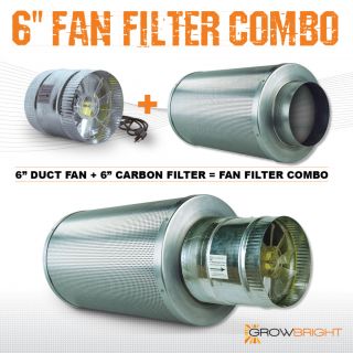 18 Carbon Air Filter Pro Combo Six inch Duct Fan Inline Exhaust 