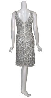 Aidan Mattox Dazzling Silver Sequins Eve Dress 6 New