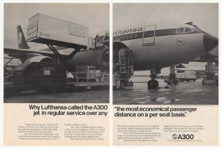 1977 Lufthansa Airlines Airbus A300 Jet Photo 2 Page Ad