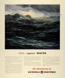 1942 Ad Air Conditioning General Electric World War II Raft Life Boat 