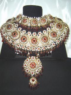 Bollywood Indian Jewelry Jodha Akbar Kundan Bridal Necklace Set 9pc 
