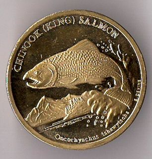 Alaska Brass Token Chinook King Salmon Collectors Coin New Beautiful 