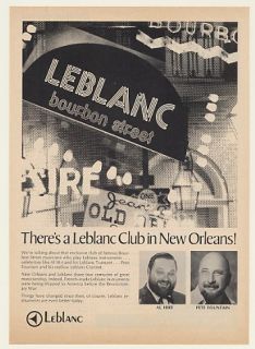 1975 Al Hirt Pete Fountain LeBlanc Bourbon Street Ad