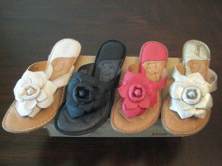 Born Akita Flower Leather Flip Flop Thong Sandals