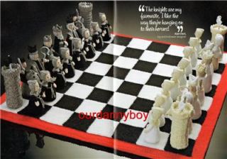 Alan Dart Toy Doll Knitting Pattern Medieval Chess Set with Board Xmas 