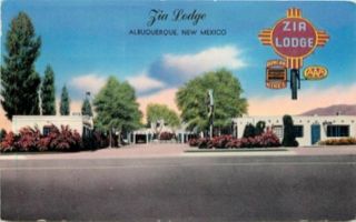 Albuquerque New Mexico Zia Lodge Entrance Postcard