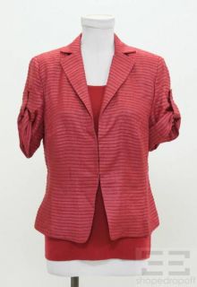 AKRIS Punto 2 Piece Red Wool Camisole Ribbed Silk Blazer Set Size 10 
