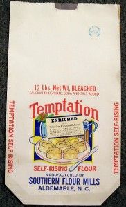 Vintage Flour Sack Bag 12 Pounds Temptation Albemarle
