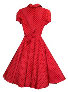 Hearts Roses Red Alana Shirt Dress 50s Rockabilly Vintage Pinup Swing 
