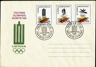 Olympiade Albertville 92 Cover FDC Lietuva Lithuania