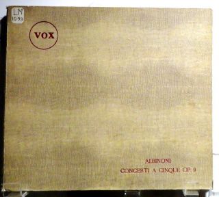 Albinoni Twelve Concerti A Cinque Op 9 Early Vox 3LPs