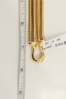 New Alexis Bittar Four Strand Flexible Gold Bracelet $185 Box Pouch 