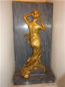 LRG French Bronze Lady Sculpture 19th C Alfred Boucher