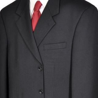 44R Albert Nipon Black Three Button Wool Suit