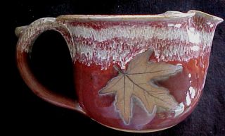 Alewine Pottery Handled Mixing Bowl w/ Maple Leaf LOCAL TENNESSEE 