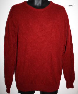ALAN FLUSSER PURE 2 PLY 100 CASHMERE CREWNECK HOLIDAY RED MENS SWEATER 