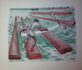 Mexican AAA Print Vintage 40s Signed Alfredo Zalce