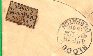 1856 Bloods Penny Post Local SC 11 Philadelphia PA Combo franking 