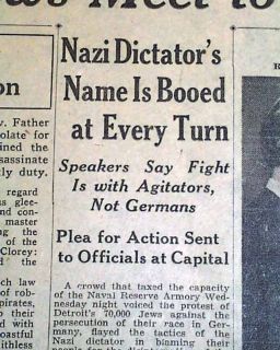   Beginning Boycott of Jews Stores Albert Einstein 1933 Newspaper