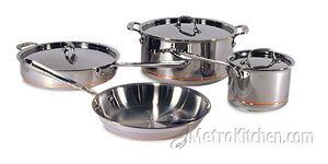 All Clad Copper Core 7 Piece Cookware Set 6000 7 SS New