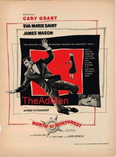 1959 North By Northwest Original Movie Poster Ad Laminated Alfred 
