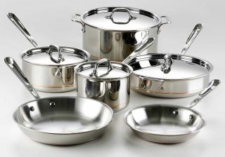 All Clad Copper Core 10 Piece Cookware Set 600822 SS Brand New