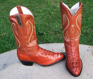 New Caval Cowboy Embossed Alligator Tail Design Boots Mens 9 5D 