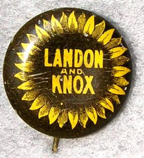 1936 vintage alf landon and frank knox presidential election button 