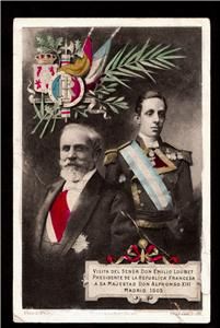 1905 loubet alphonso royalty france spain postcard
