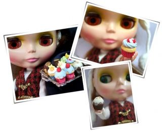 Miniature Choc Cupcakes with Almond for Blythe Barbie