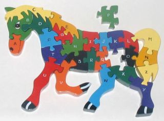 Horse Alphabet Wooden Jigsaw Puzzle Toy Montessori Toys