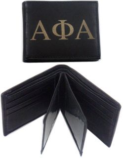 Alpha PHI Alpha 3 Letter Bi Fold Mens Leather Wallet
